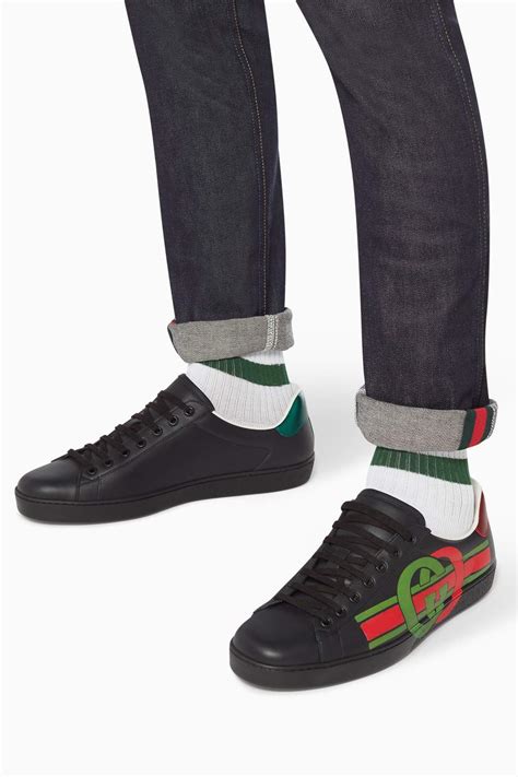 gucci ace sneakers with gg print|gucci ace sneakers interlocking g.